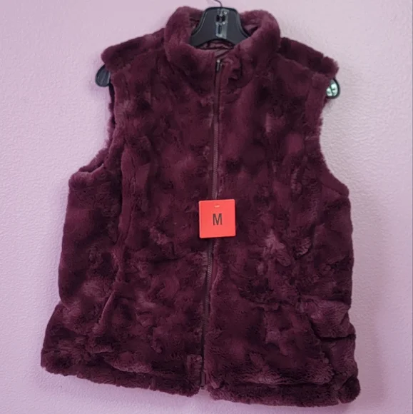 Nicole Miller  Reversible Quilted Faux Fur Insulated Puffer Vest/ M. - Picture 4 of 9